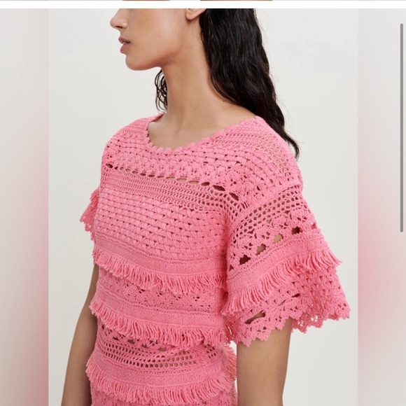 NWT Maje Crochet Knit Dress In Pink - Picture 4 of 6